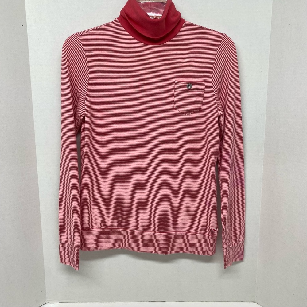 Vineyard Vines Turtleneck Small Pink & White Striped long sleeve Casual Career
